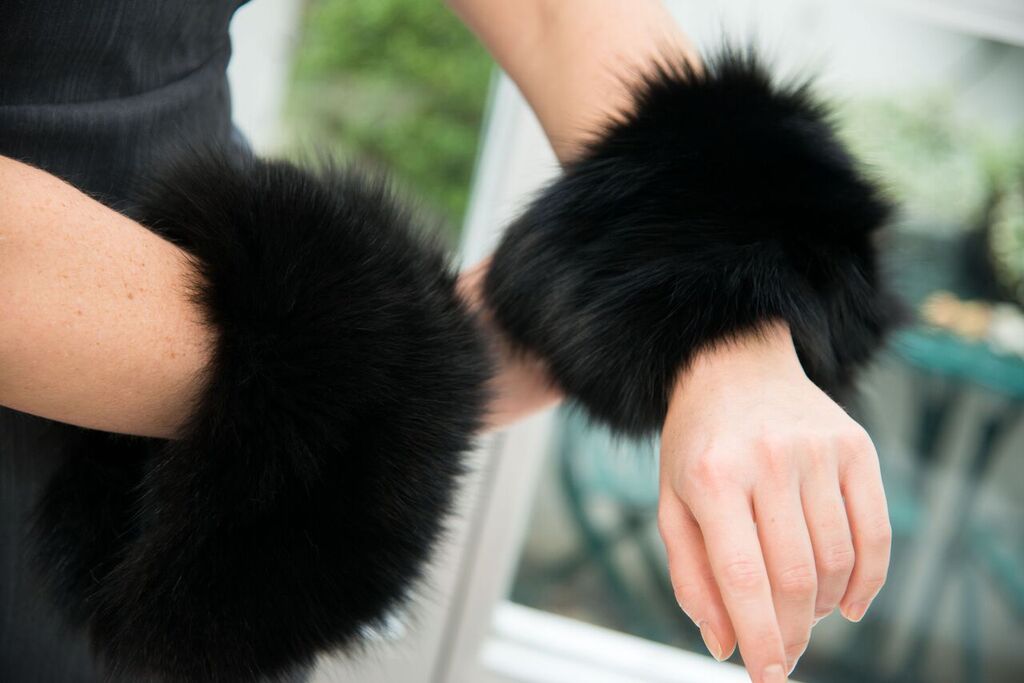 Black fox fur cuffs