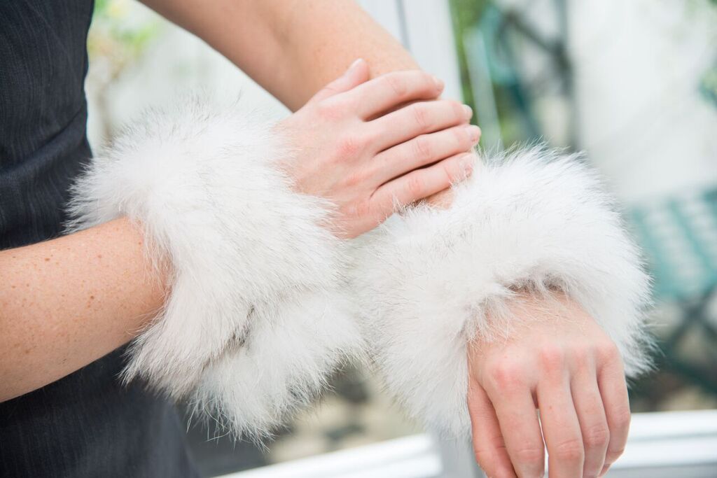 White fox fur cuffs