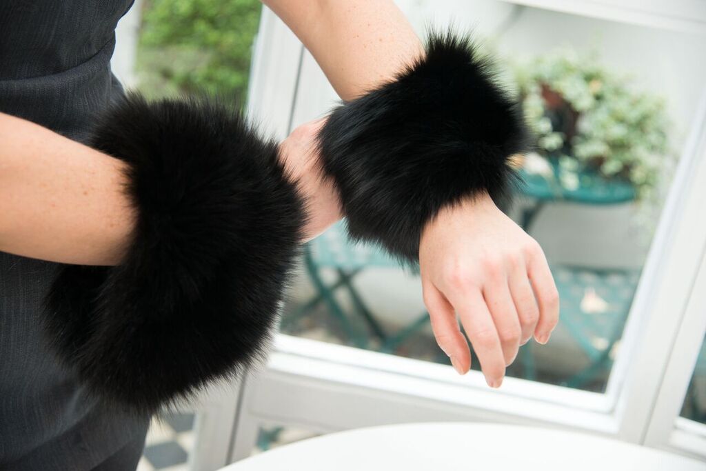 Black fox fur cuffs