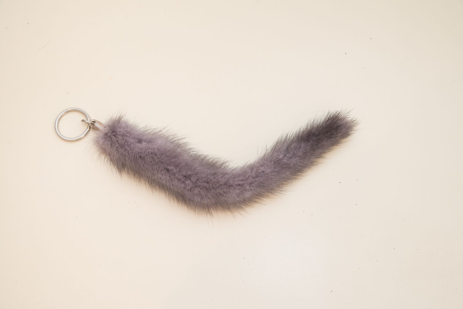 pale grey mink tail keychain