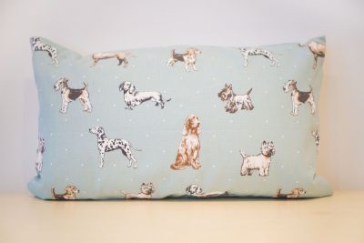 Pale blue dogs cushion
